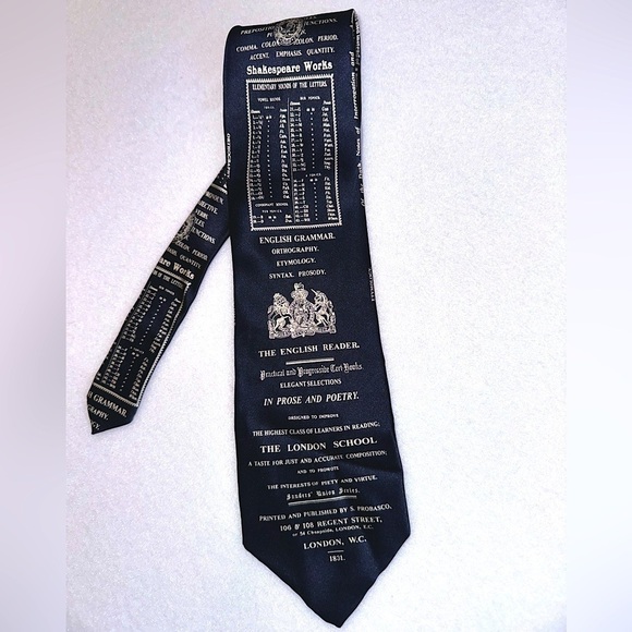 FINAL SALE Museum Artifacts Tie Silk English Reader English Grammar NWT - Picture 1 of 8